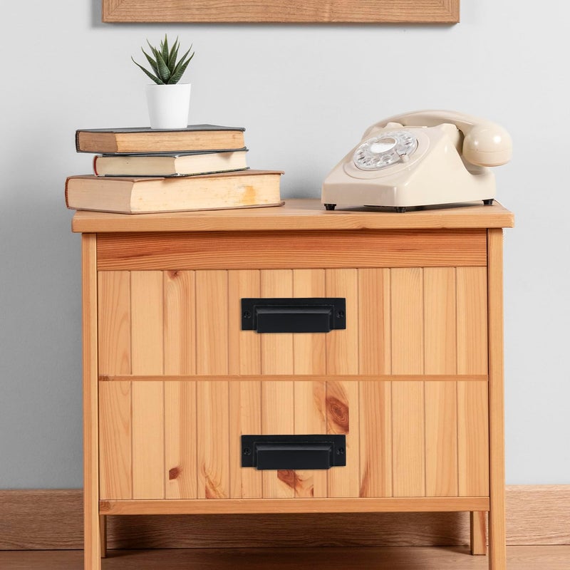 A29 Set of 10 Drawer Pulls, Industrial Cabinet Pulls for Bins, Doors, Black Kitchen Cabinet Handles and Cupboard Pulls for Drawers, Cast Iron, Black Coated Finish, 4.5 X 1 X 1.25 inch - Image 3